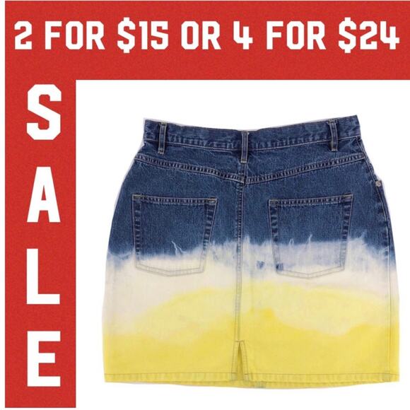 🔴 ombré dip dyed denim mini skirt - Picture 1 of 5
